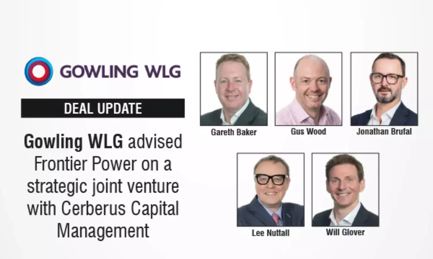 Gowling WLG Advised Frontier Power On A Strategic Joint Venture With Cerberus Management