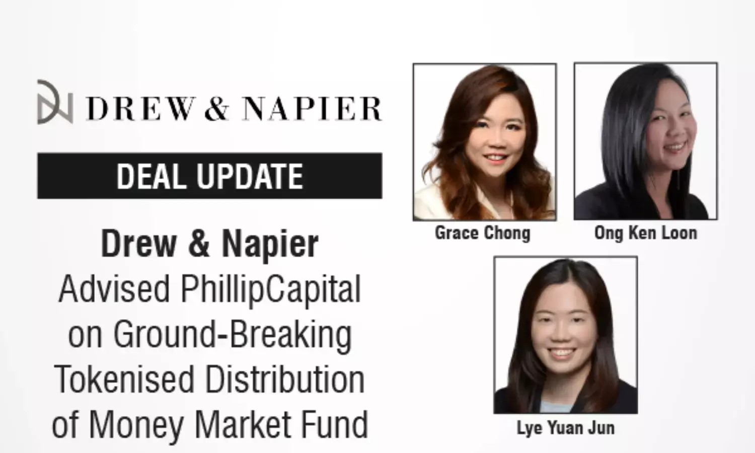 Drew & Napier LLC Team Advised PhillipCapital on Ground-Breaking Tokenisation Distribution of Money Market Fund