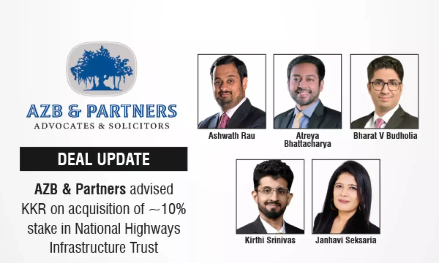AZB & Partners Advised KKR On Acquisition Of ~10% Stake In National Highways Infrastructure Trust