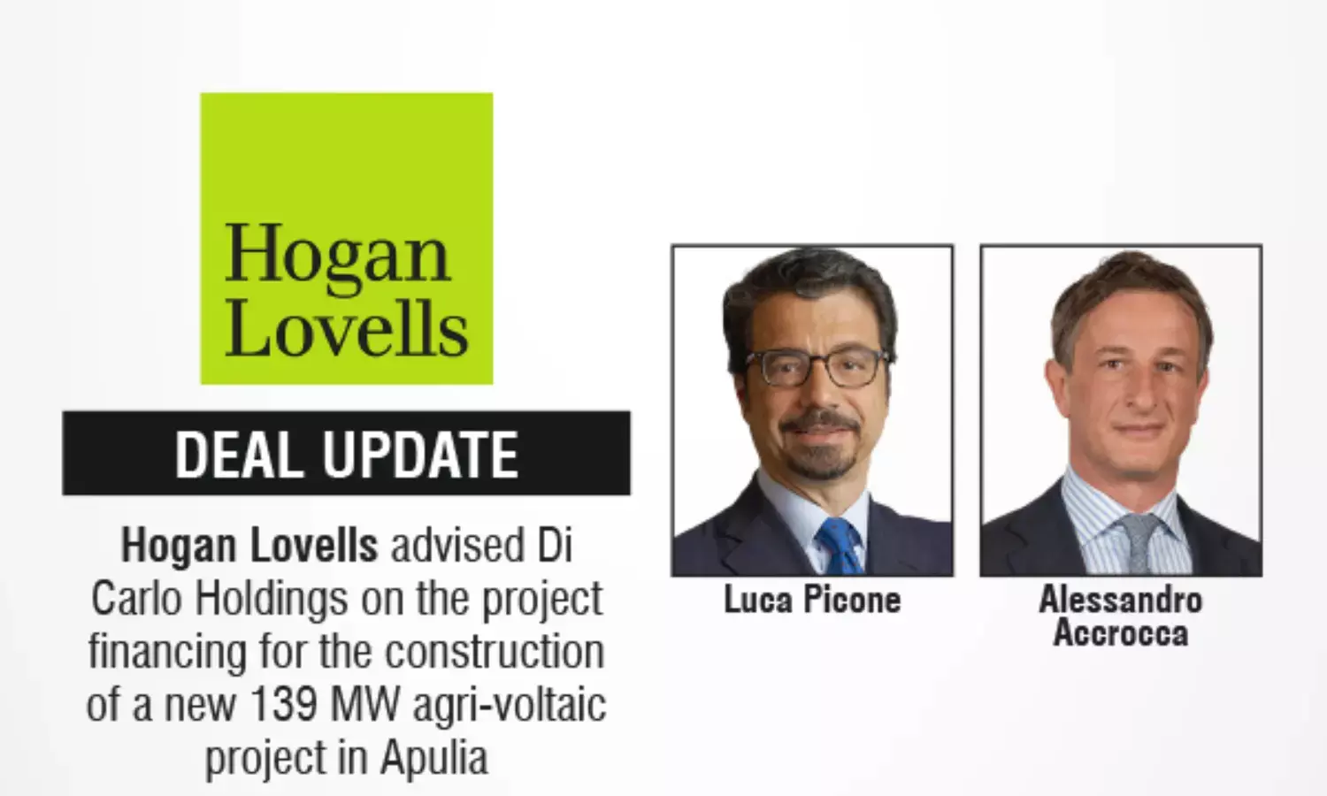 Hogan Lovells Advised Di Carlo Holdings On The Project Financing For The Construction Of A New 139 MW Agri-Voltaic Project In Apulia