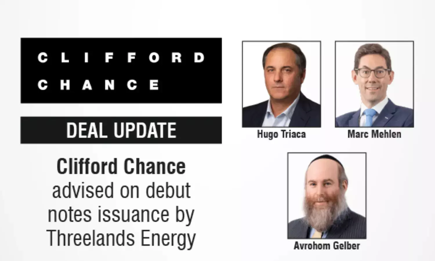 Clifford Chance Advised On Debut Notes Issuance By Threelands Energy