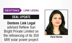 Dentons Link Legal Advised ReNew Sun Bright Private Limited On The Refinancing Of Its 300 MW Solar Power Project Dentons Link Legal Advised ReNew Sun Bright Private Limited On The Refinancing Of Its 300 MW Solar Power Project