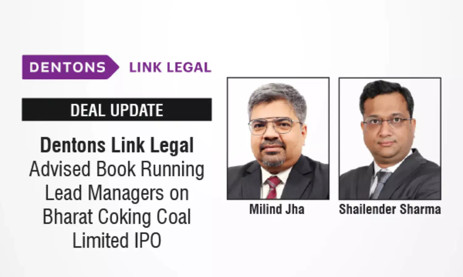 Dentons Link Legal Advised Book Running Lead Managers On Bharat Coking Coal Limited IPO
