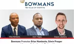 Bowmans Promotes Brian Mambosho, Edwin Prosper And Jacques Liebenberg To Partnership