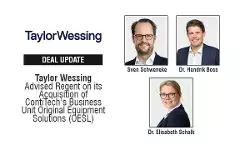 Taylor Wessing advised Regent on its Acquisition of ContiTech’s Business Unit Original Equipment Solutions (OESL) Taylor Wessing advised Regent on its Acquisition of ContiTech’s Business Unit Original Equipment Solutions (OESL)